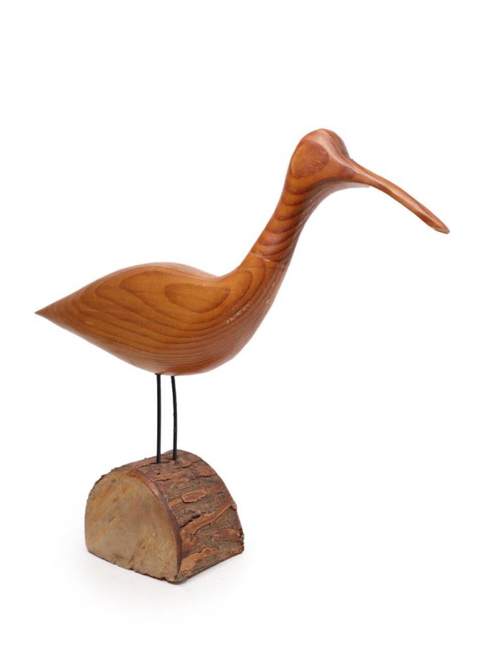 Vtg Willie Hunnings Signed Hand Carved Wood Curlew Bird Sculpture Ocracoke NC